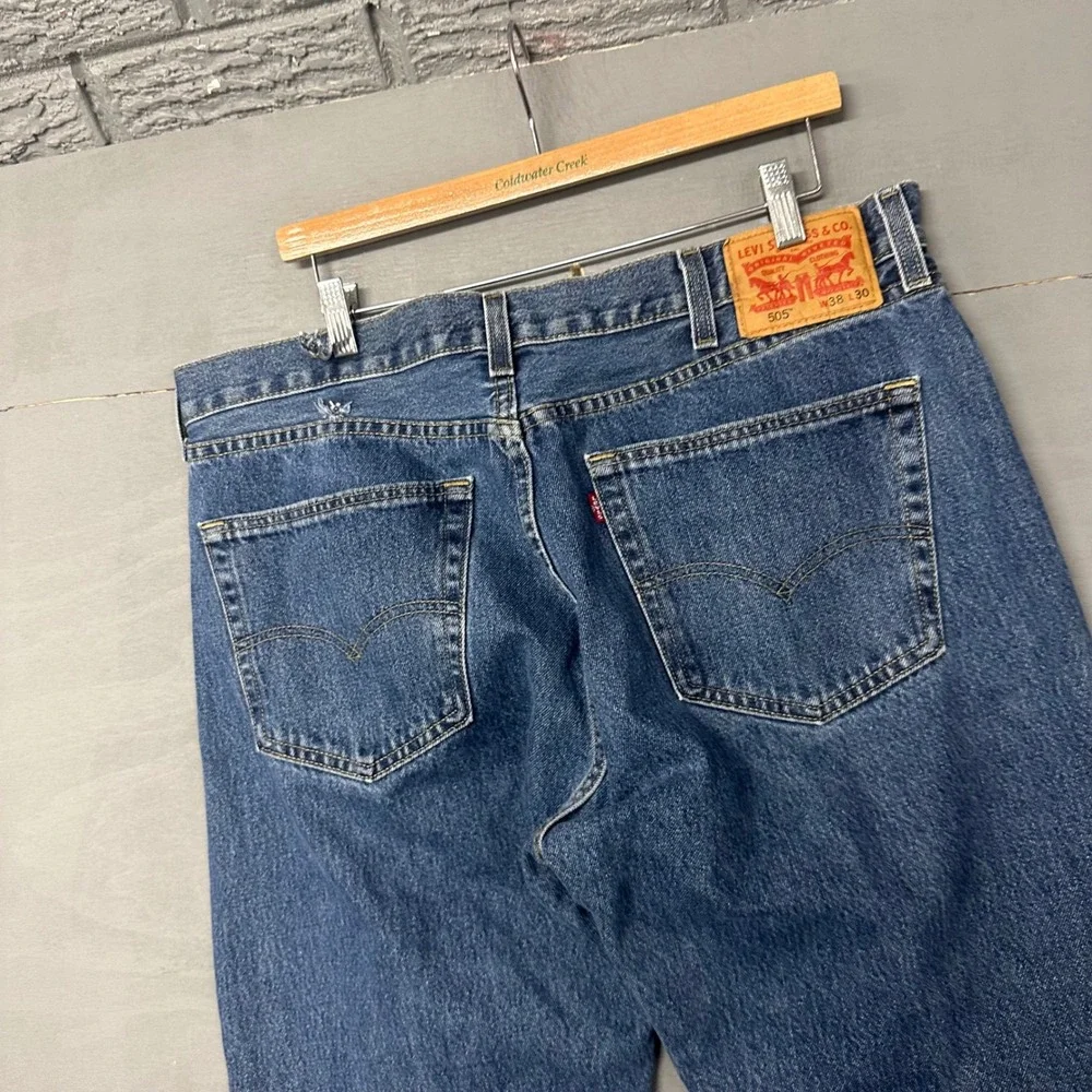 Levis‎ 505 Regular Fit Straight Leg Mens Jeans Medium Wash Blue W38 L30